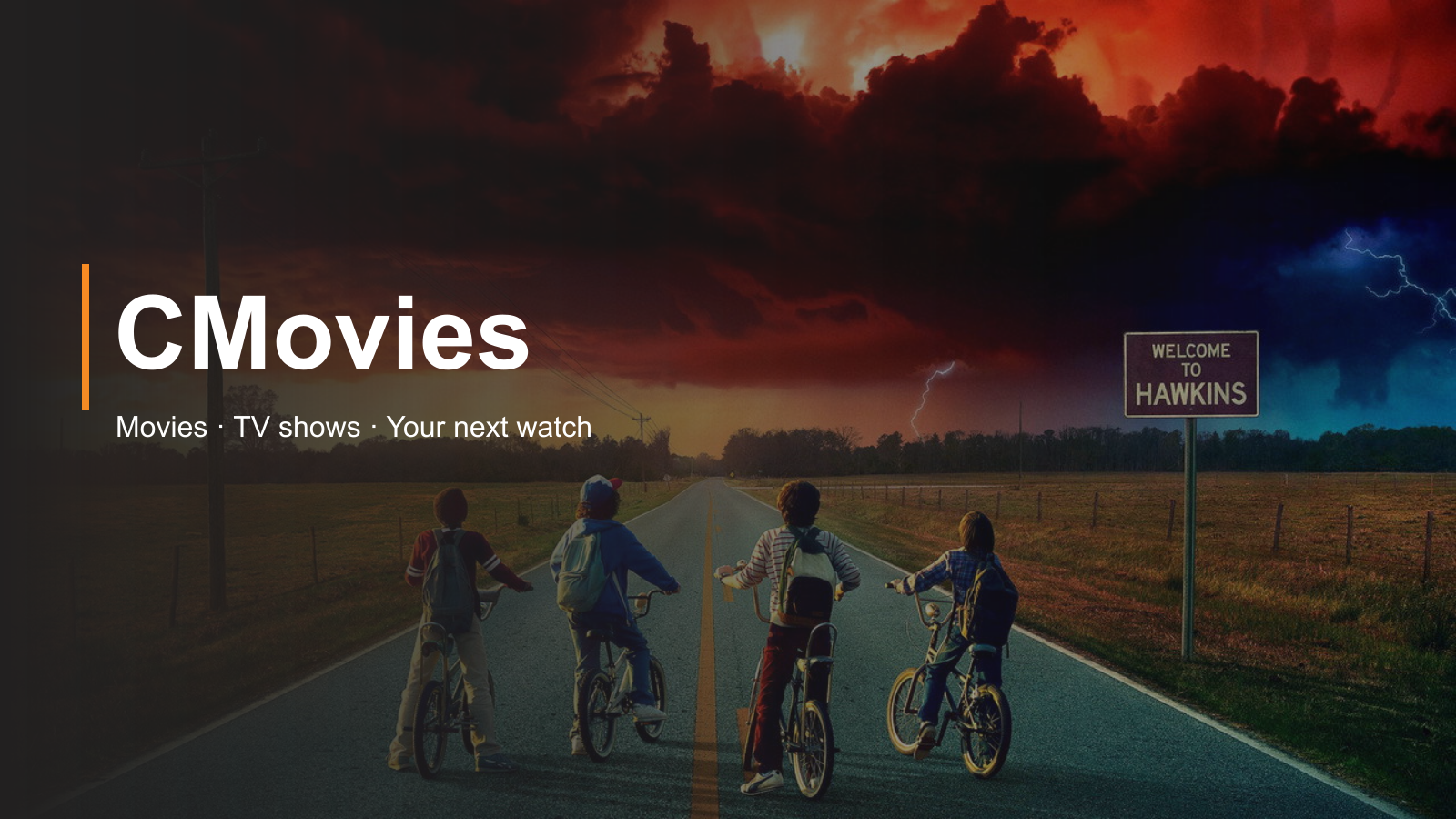 CMovies movies and TV guide with Stranger Things artwork